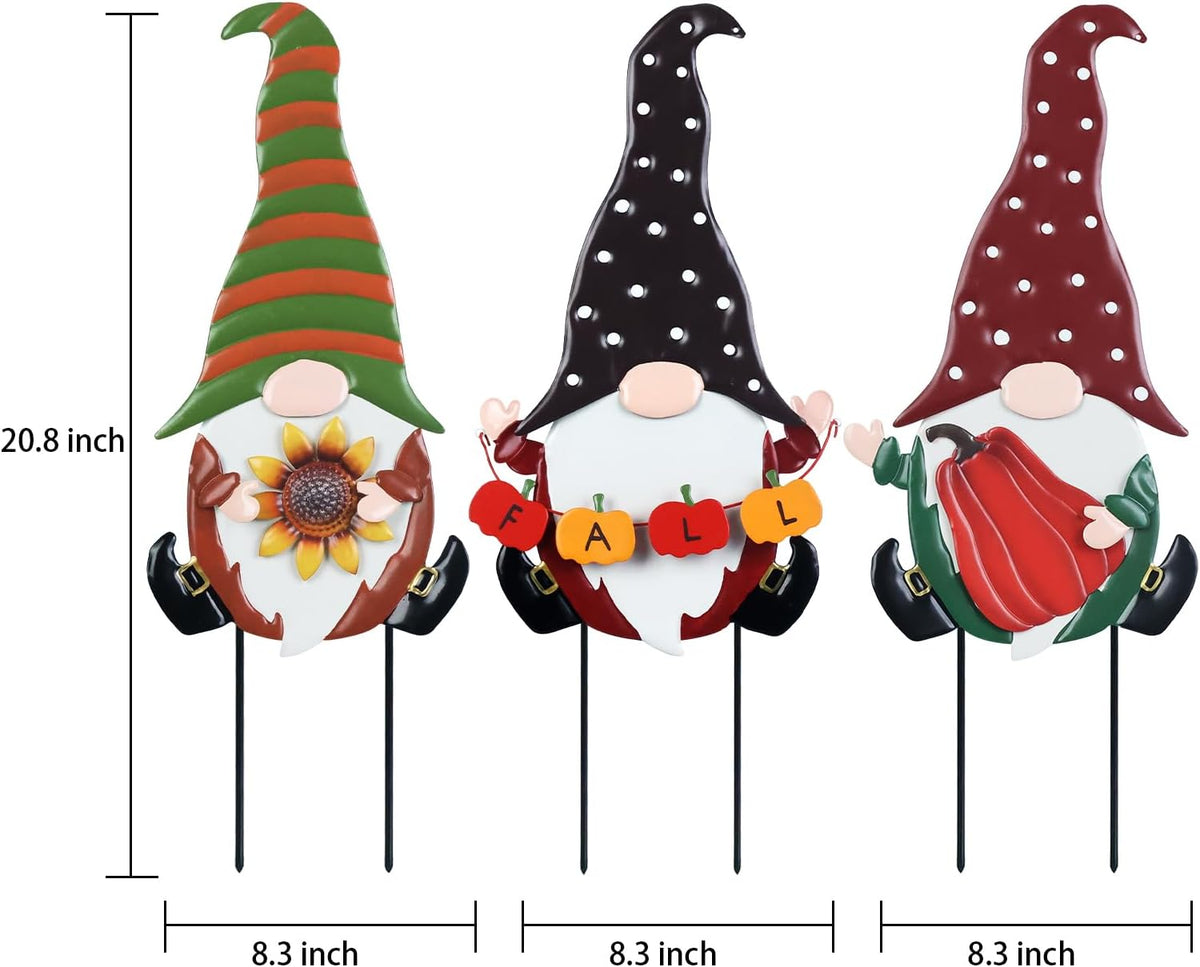 YEAHOME Fall Decorations for Home Outdoor, 3 Pack Gnomes Decorative Garden Stakes for Fall Decor