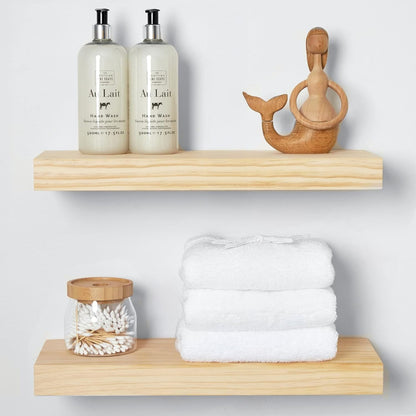 Homeforia 18 inch Wood Floating Shelves, High End Solid Natural Wood 18inch Floating Shelf for Wall