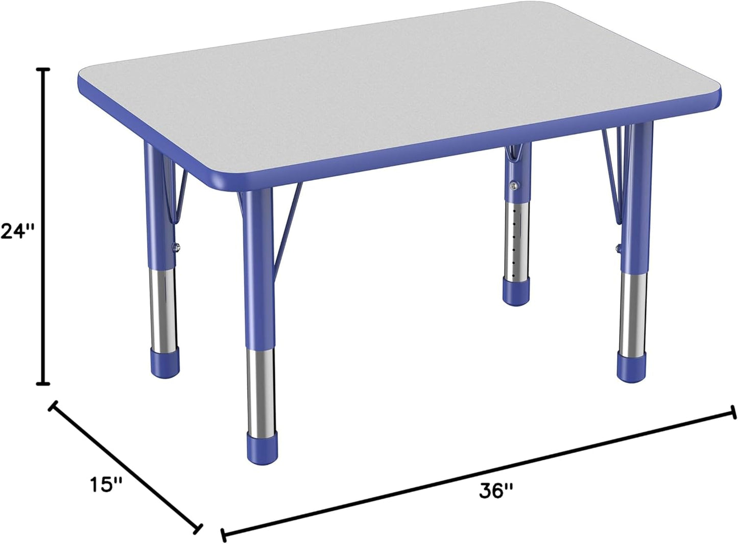 FDP Rectangle Activity School and Classroom Kids Table (24 x 36 inch), Chunky Toddler Leg