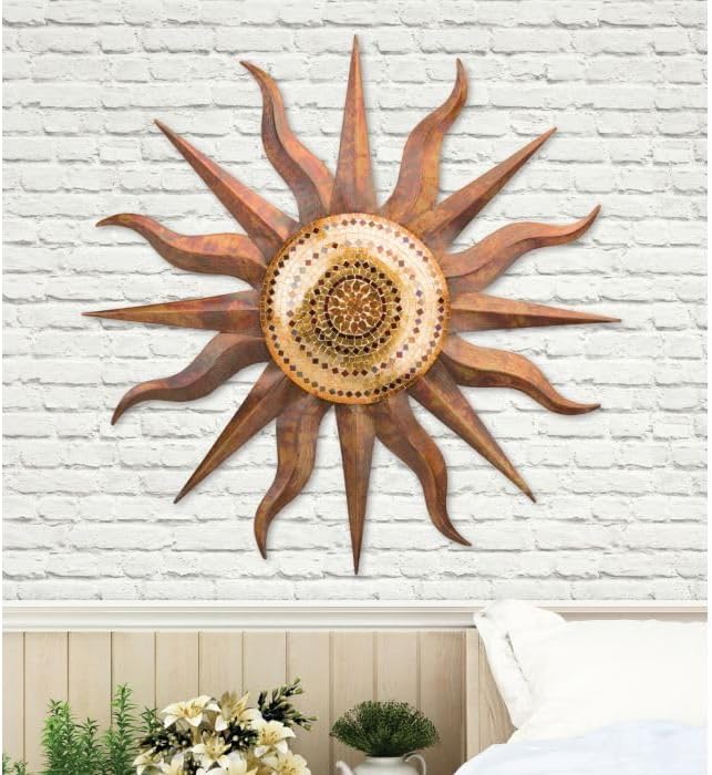 Regal Art & Gift Rainbow Copper Large Metal Sun Wall Decor - 36 Inch | Indoor Outdoor