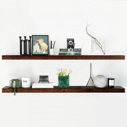 Homeforia Walnut 60 inch Floating Shelf, High End Solid Real Wood 60inch Long Floating Shelf for