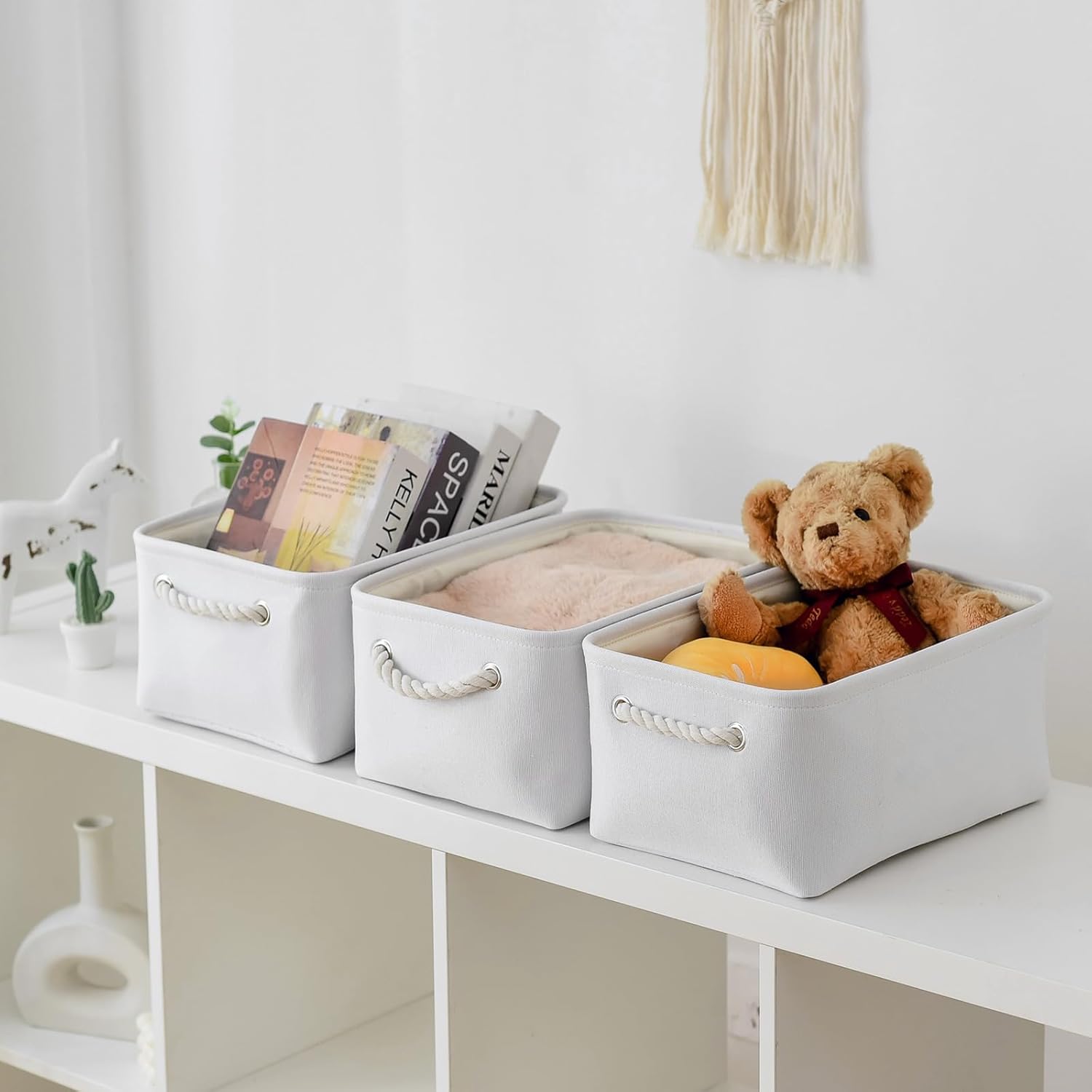 TheWarmHome Decorative Basket for Organizing - Medium-1Pack 13.8L*9.8W*6.7H Rectangular Fabric