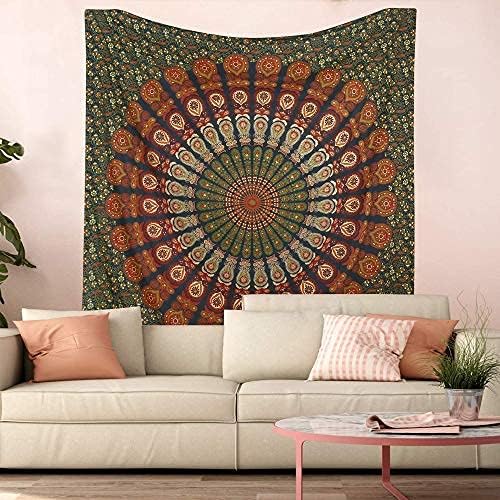 Bless International Handmade Indian hippie Bohemian Psychedelic Peacock Mandala Wall hanging