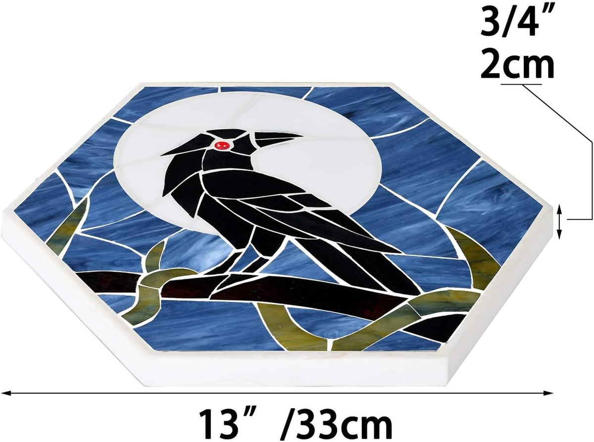 Bieye MSS004 Tiffany Style Stained Glass Mosaic Decorative Stepping Stone for Garden Decor (Raven