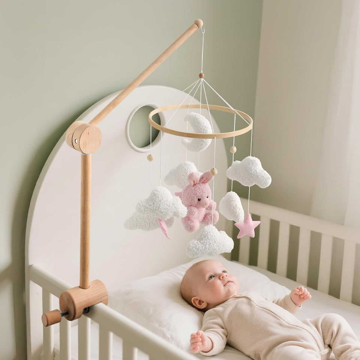 HI BABY MONMENT Crib Mobile Arm - Baby Mobile Hanger with 360° Vertical Adjustment, Stabilizing