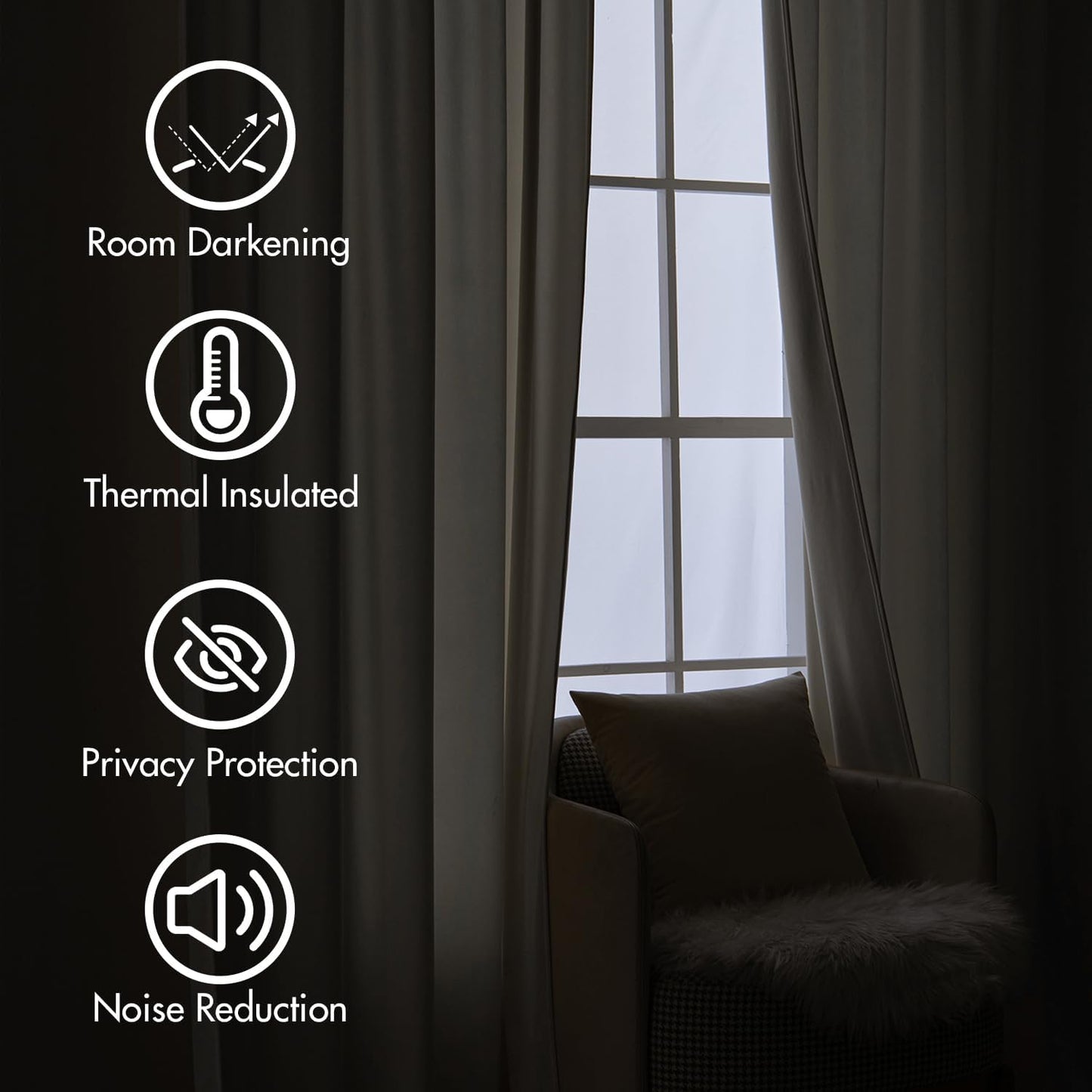 MIULEE Ivory White Velvet Curtains 108 inches Long 2 Panels - Luxury Pinch Pleated Room Darkening