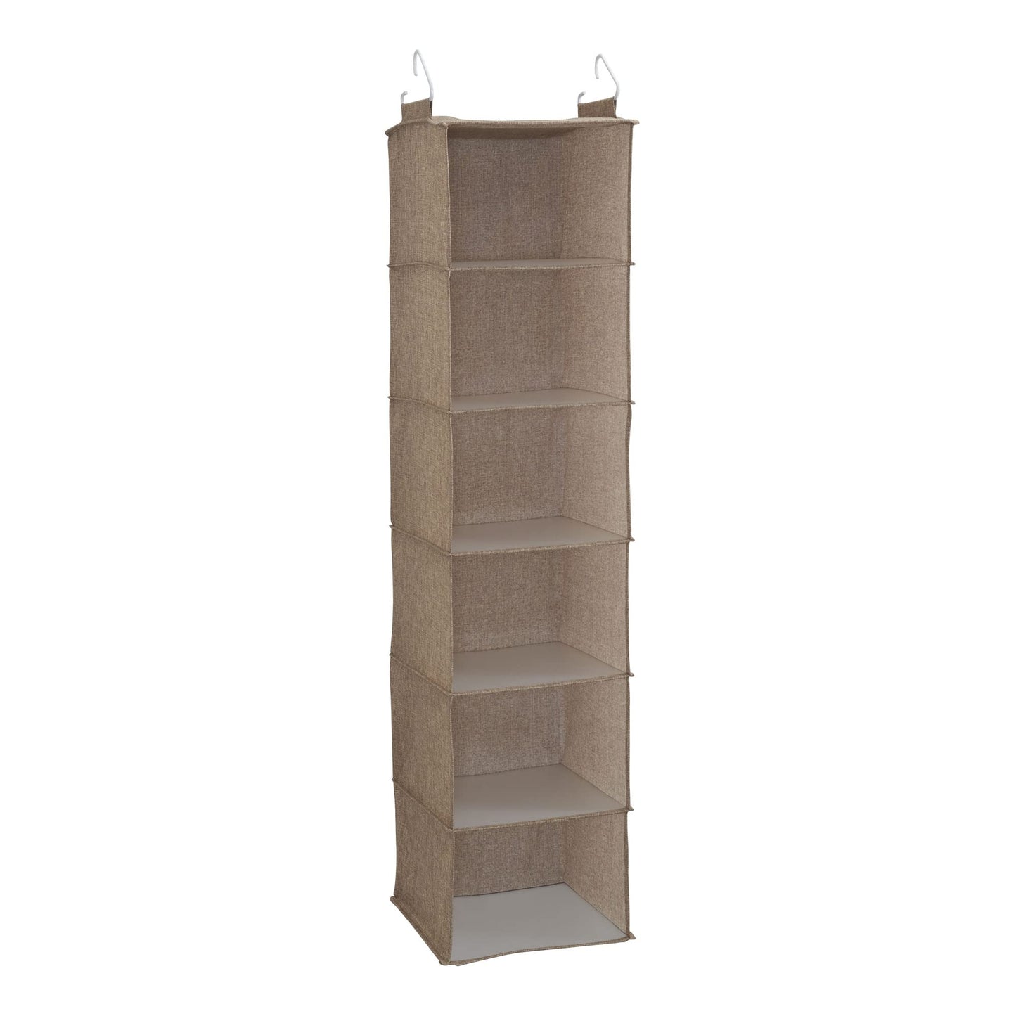 Household Essentials 6 Shelf Hanging Closet Organizer, Hanging Closet Shelf, Fabric Poly Linen and