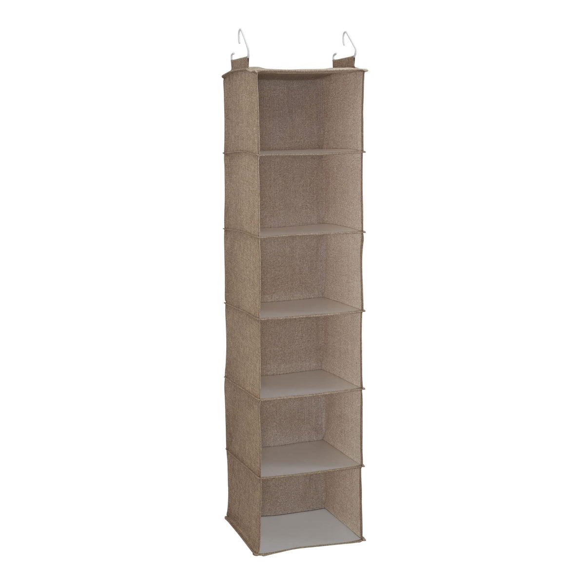 Household Essentials 6 Shelf Hanging Closet Organizer, Hanging Closet Shelf, Fabric Poly Linen and