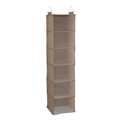 Household Essentials 6 Shelf Hanging Closet Organizer, Hanging Closet Shelf, Fabric Poly Linen and