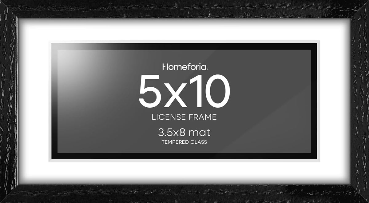 Homeforia 5x10 Business License Frame Black, High End Oak 5 x 10 Black Wood Document Certificate