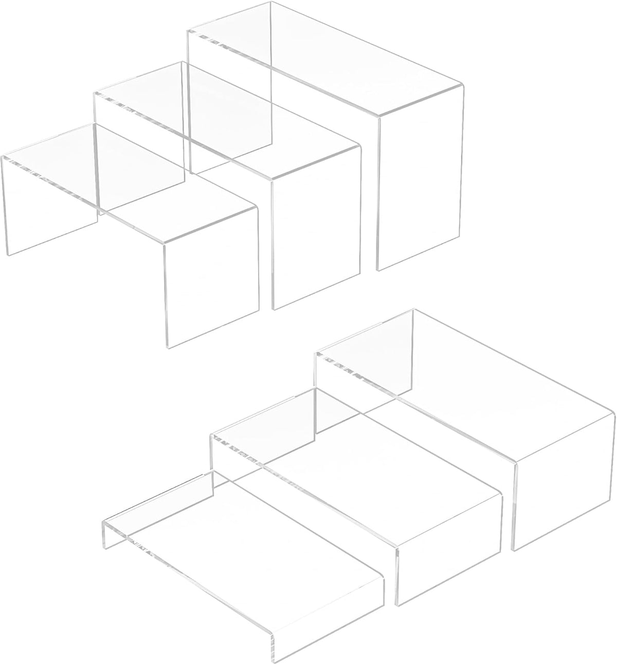 Acrylic Display Risers 6pcs, Clear Rectangular Display Organizer Stands, Acrylic Display for Funko