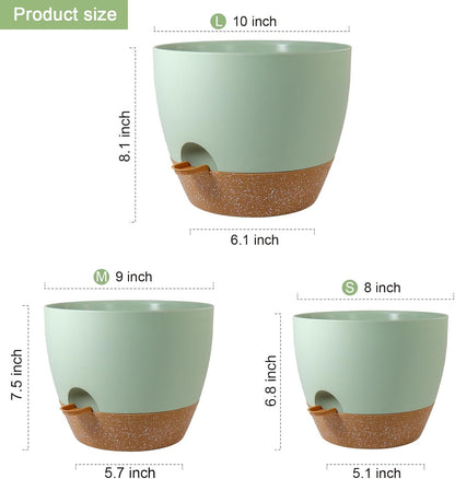 10/9/8 inch Self Watering Pots, Planter, Plant Pots with Mesh Drainage Holes for Indoor Outdoor