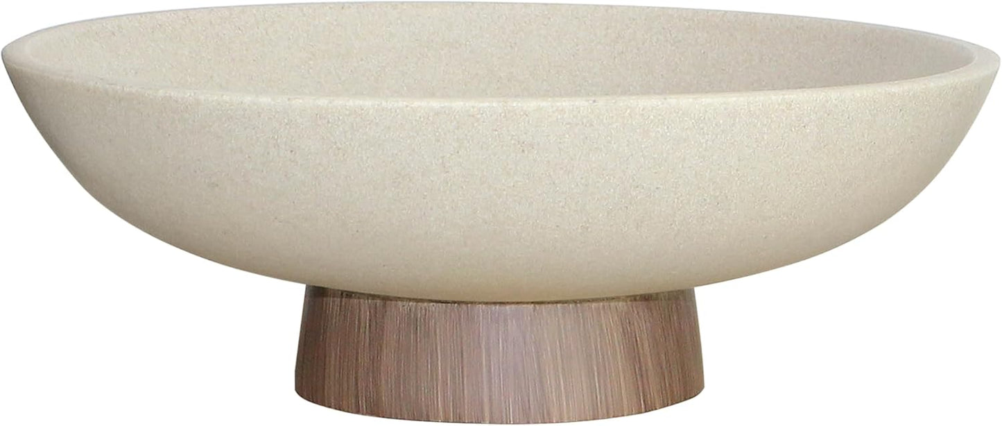 Modern Resin Pedestal Bowl – Large Fruit Bowl for Kitchen Counter, Catch All Tray for Entryway