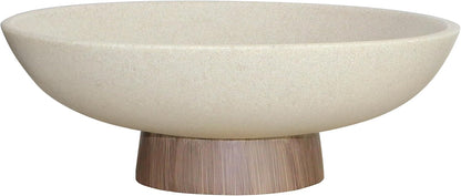 Modern Resin Pedestal Bowl – Large Fruit Bowl for Kitchen Counter, Catch All Tray for Entryway