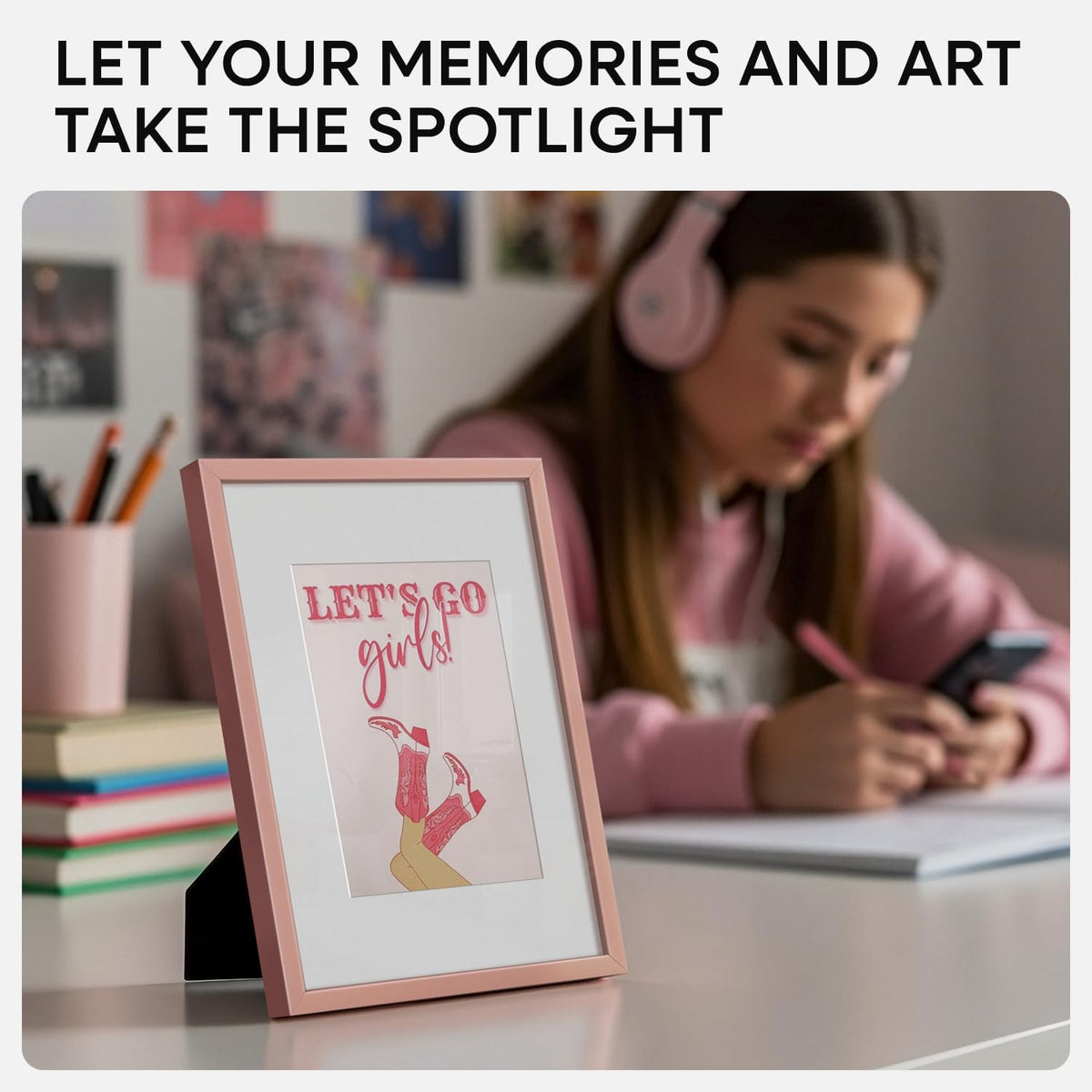 Homeforia A5 Frame Rose Gold, High End Metal 5.8 x 8.3 Picture Frames Matted to 4.1 by 5.8 inch