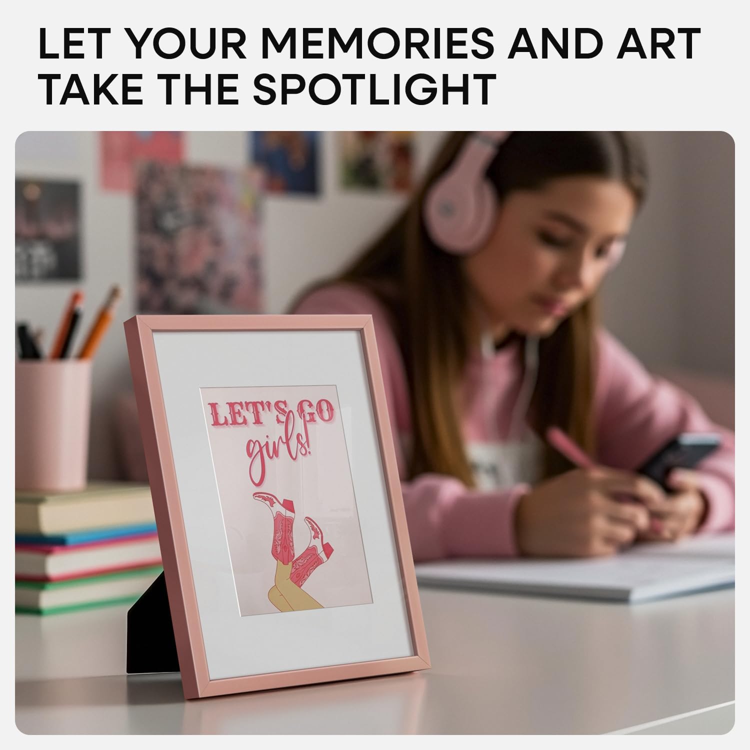 Homeforia A5 Frame Rose Gold, High End Metal 5.8 x 8.3 Picture Frames Matted to 4.1 by 5.8 inch