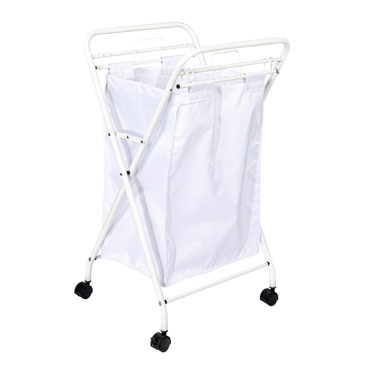 Household Essentials Rolling Laundry Hamper, Heavy Duty Canvas Bag, 2 Load Capacity, Foldable