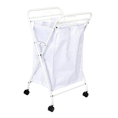 Household Essentials Rolling Laundry Hamper, Heavy Duty Canvas Bag, 2 Load Capacity, Foldable