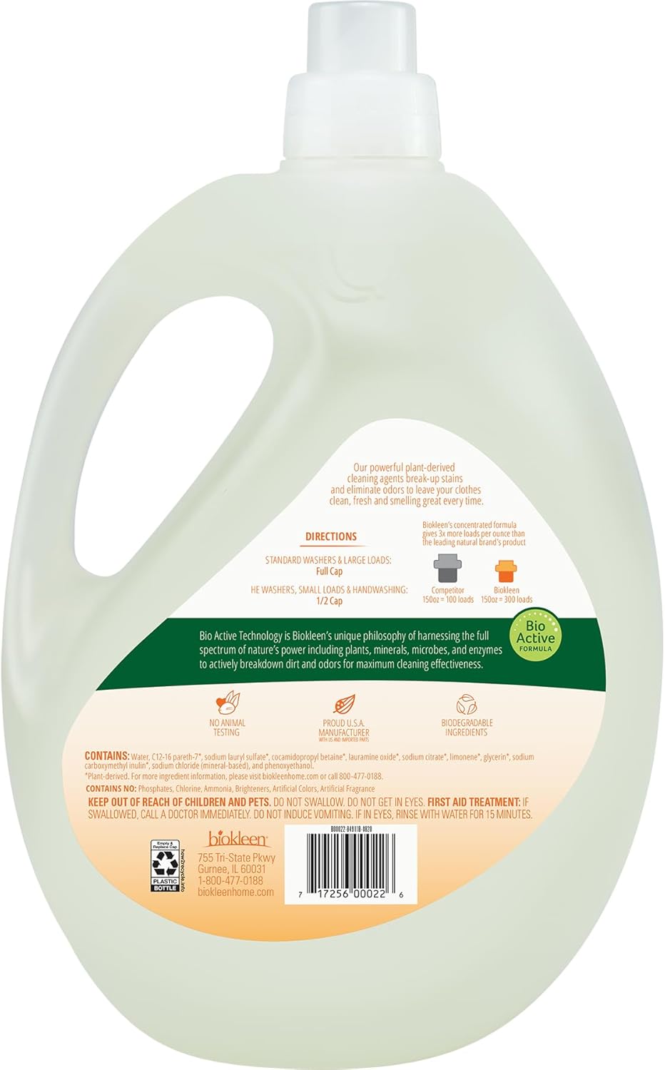 Biokleen Natural Laundry Detergent Liquid - 300 Loads- Eco Friendly Concentrated Plant Based Safe
