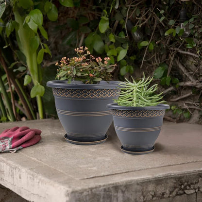 10 Inch 4 Pack Large Plant Pots, Plastic Flower Pot for Indoor & Outdoor with Drainage Holes &