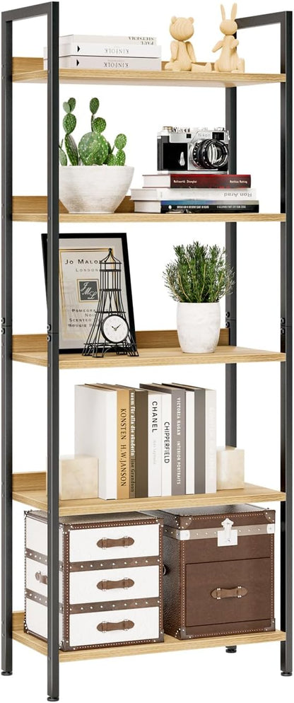 NUMENN Bookshelf, 5 Tier Bookshelves, Home Office Bookcase Shelf Storage Organizer, Free Standing