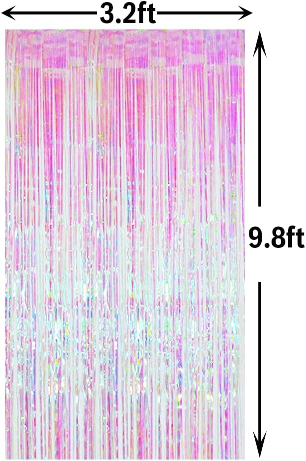 GOER 3.2 ft x 9.8 ft Metallic Tinsel Foil Fringe Curtains Party Photo Backdrop Party Streamers for