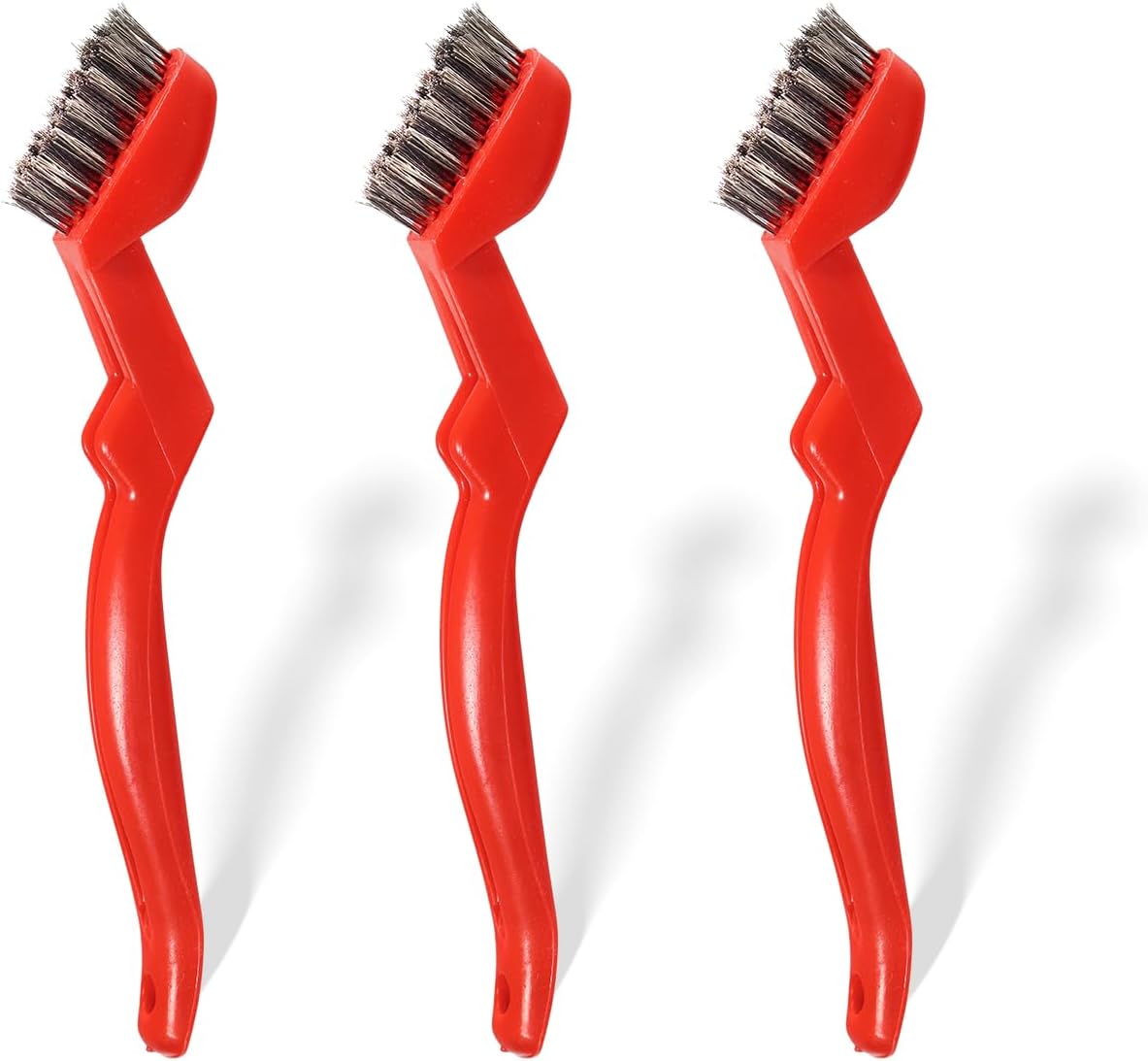 GOLDEN SMILE 3-Pack Heavy-Duty Stainless Steel Wire Brushes – 7" Ultra-Stiff 5x29 Grid (40% Denser