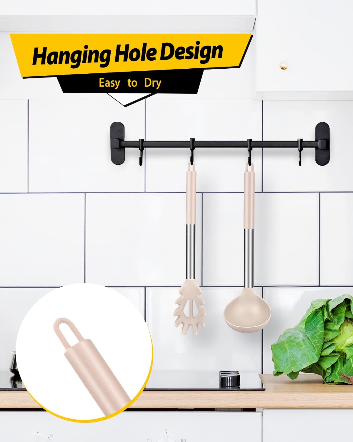 Silicone Pasta Fork and Ladle Spoon Set, Large Non Stick Kitchen Utensils for