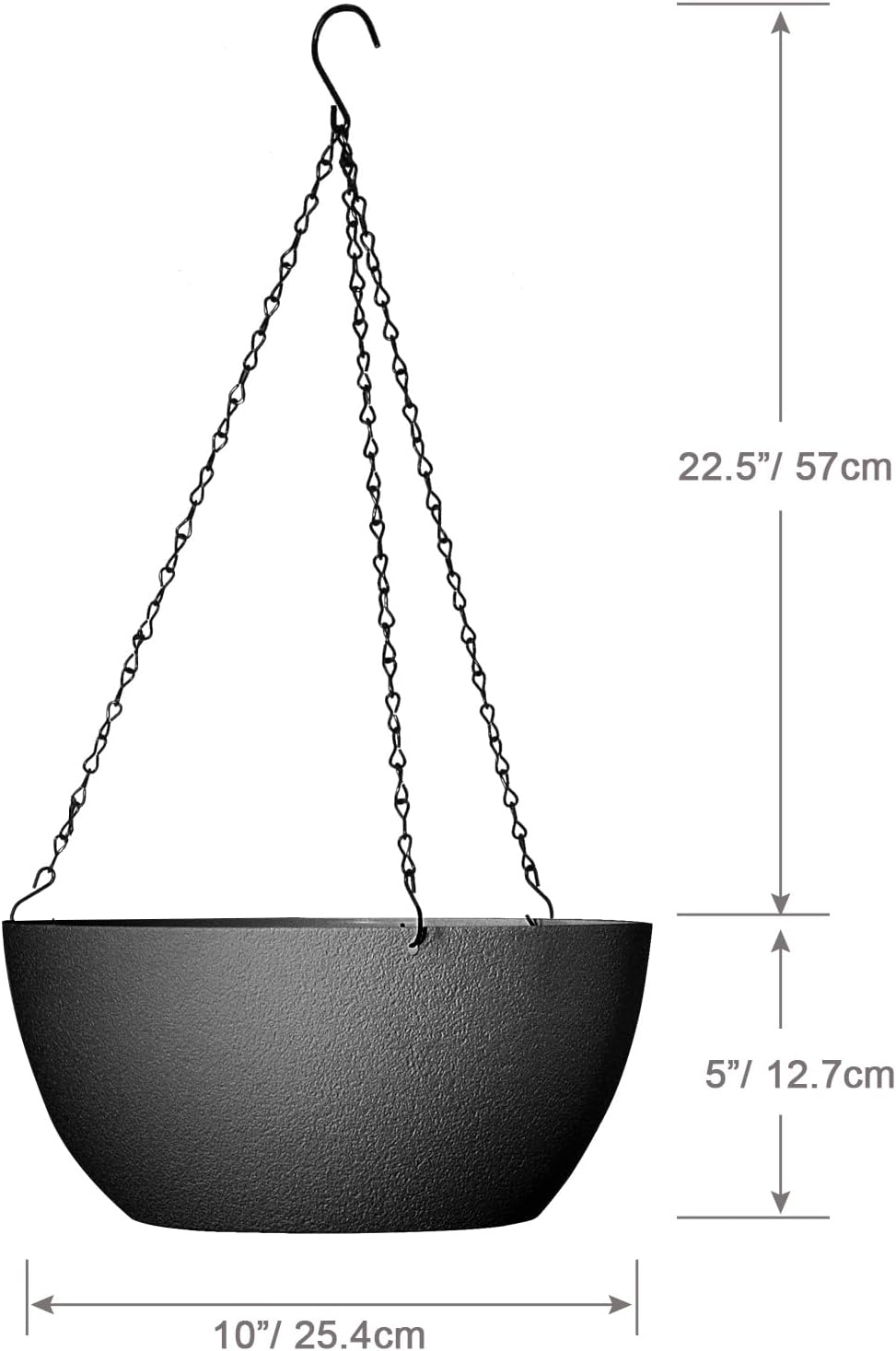 10 inch Hanging Planters for Outdoor Indoor Plants with Drainage Holes and Chain, 2 Pack Round