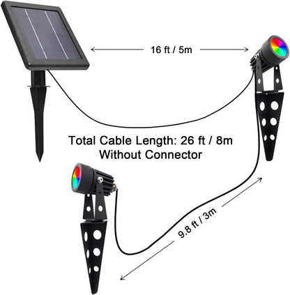 Mini 50X Twin Solar Spot Lights Outdoor Multi Color Changing RGB LED Spotlight Cast Aluminium for