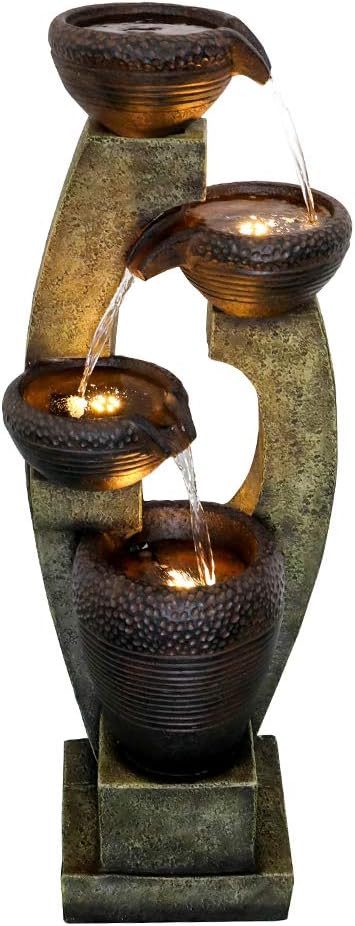 Naturefalls 40” H Modern Outdoor Fountain - 4 Crocks Outdoor Garden Fountains with Contemporary