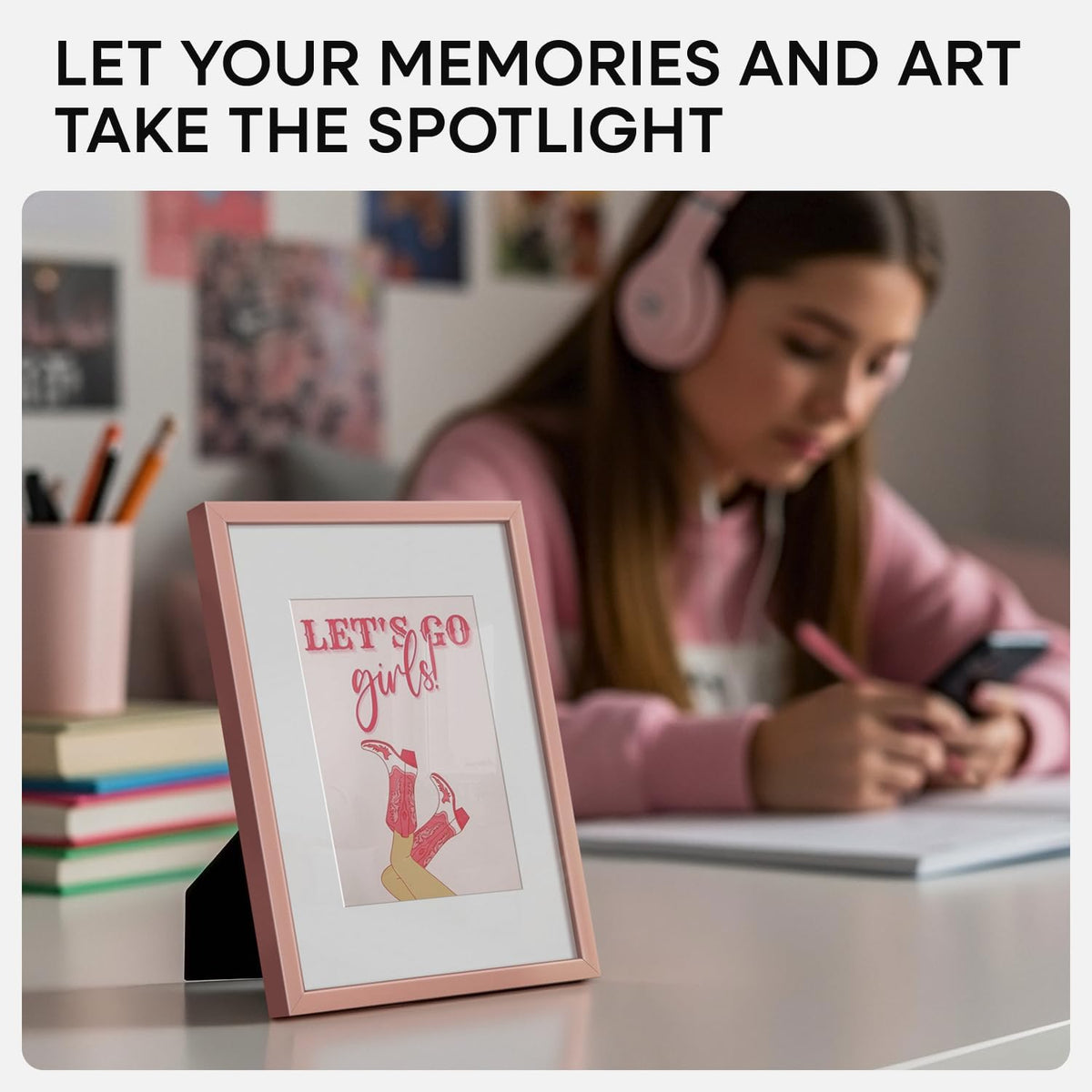 Homeforia Rose Gold 5x7 Picture Frame, High End Metal 5 x 7 Frames with Mat 4 x 6 for Print, 5by7