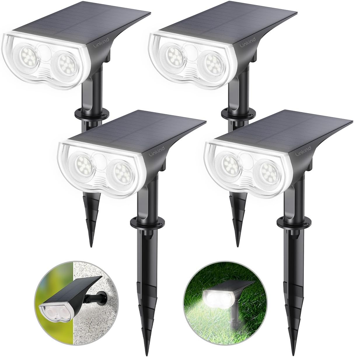 Linkind Solar Lights Outdoor Waterproof IP67, StarRay Dusk-to-Dawn Outdoor Solar Lights, 3 Lighting