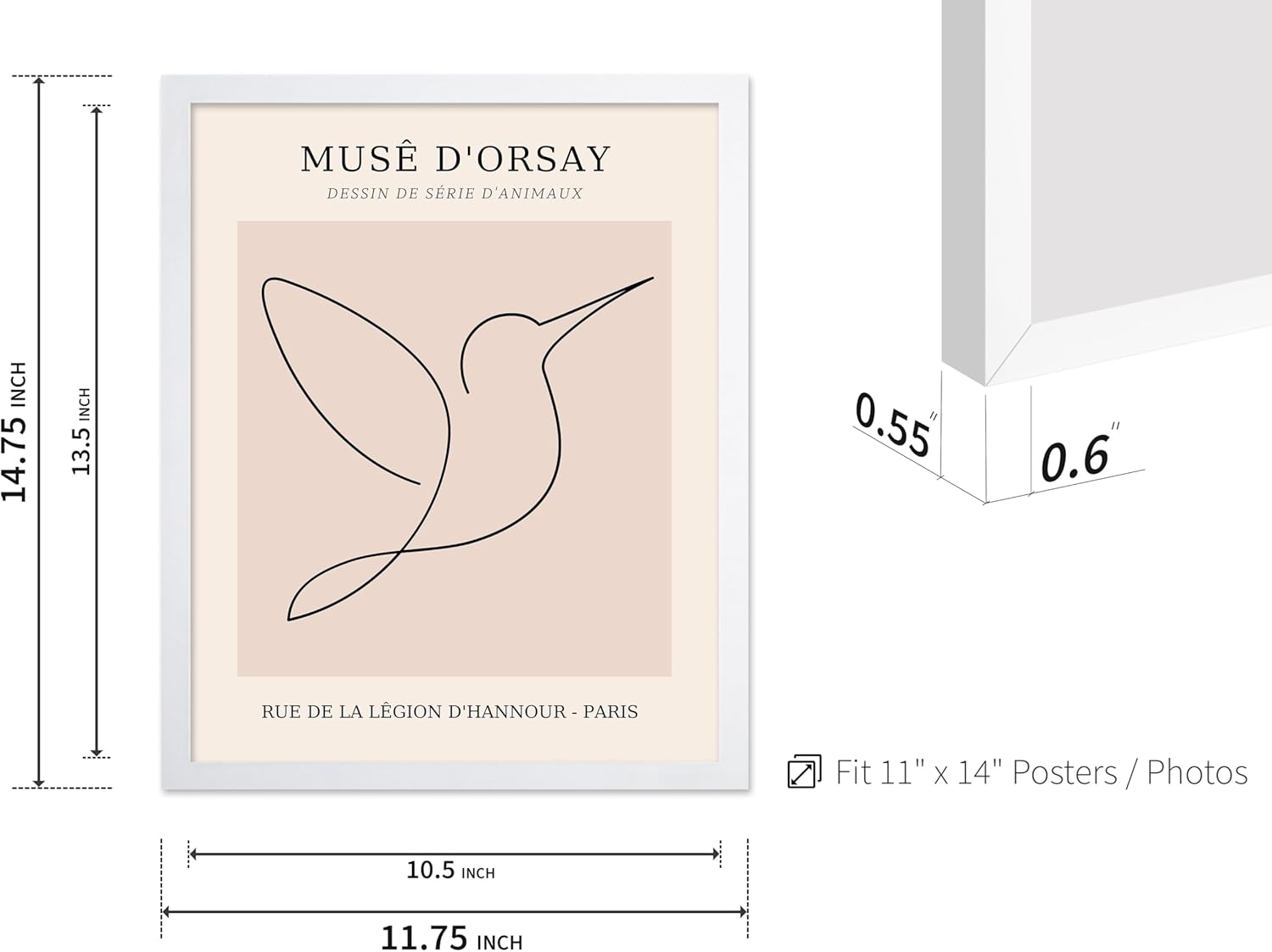 Poster Master Vintage Poster - Retro One Line Hummingbird Drawing Print - Bird Line Art - Minimal