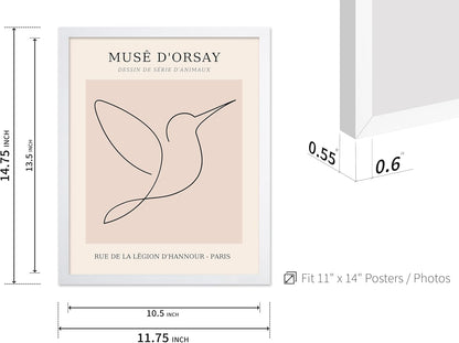 Poster Master Vintage Poster - Retro One Line Hummingbird Drawing Print - Bird Line Art - Minimal