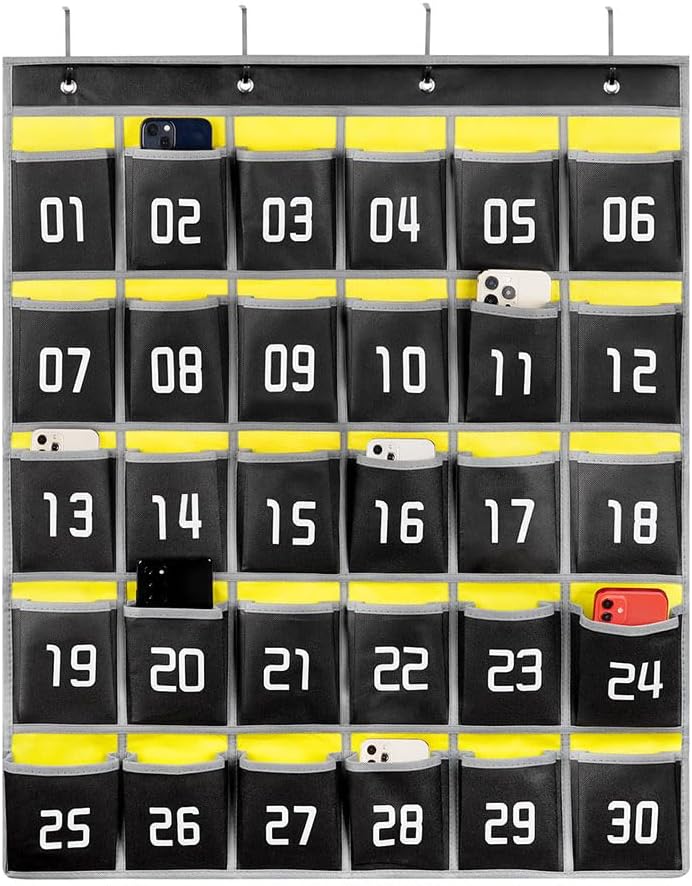 Loghot Classroom Accessories Closet Pocket Chart for Cell Phones Holder Wall Door Hanging Organizer