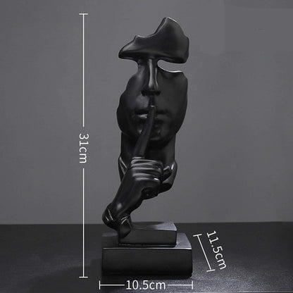 aboxoo Thinker Statue, Silence is Gold Abstract Art Figurine, Modern Home Resin Sculptures