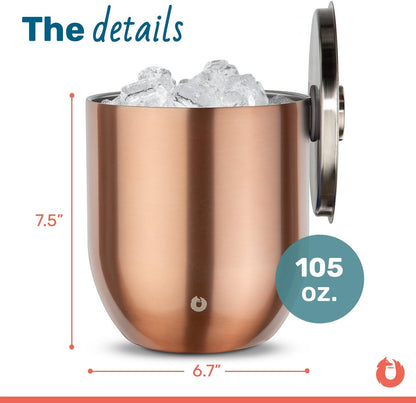 SNOWFOX Plus, Premium Vacuum Insulated Stainless Steel Ice Bucket with Lid/Scoop, Home Bar