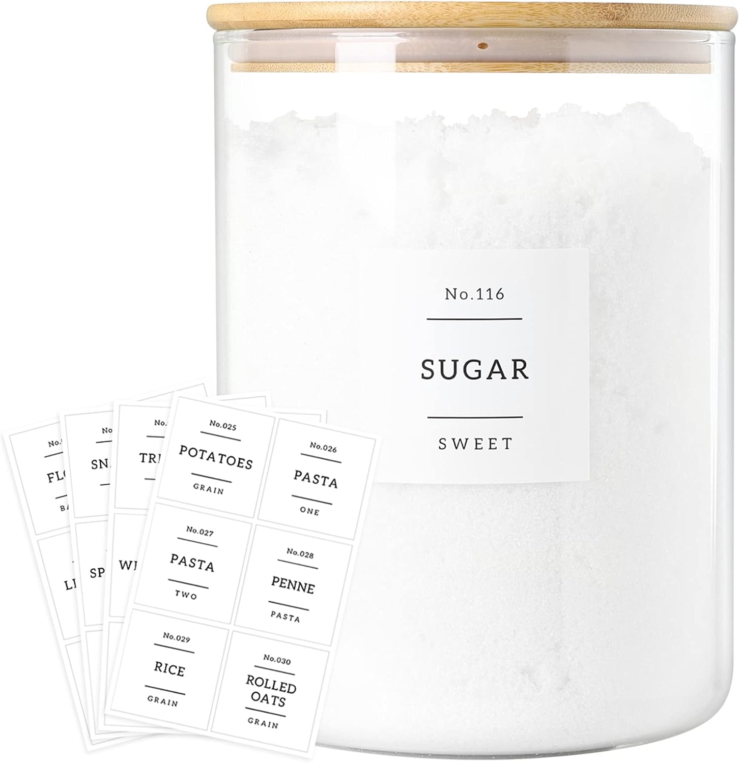 Large Glass Flour and Sugar Containers Jars with Bamboo Airtight Lid - 100 Fl Oz (3000ml) with
