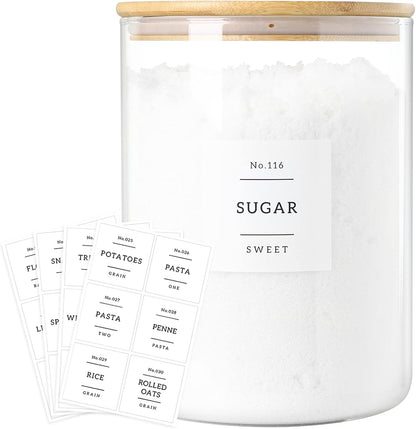 Large Glass Flour and Sugar Containers Jars with Bamboo Airtight Lid - 100 Fl Oz (3000ml) with