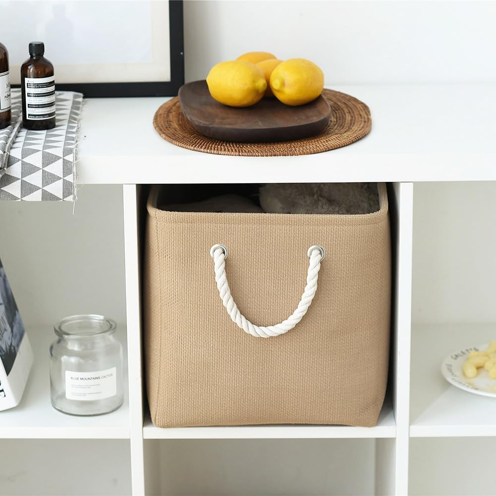 TheWarmHome Organization and Storage Basket for Organizing - 3 Pack 16x12x12 inch Cube Fabric