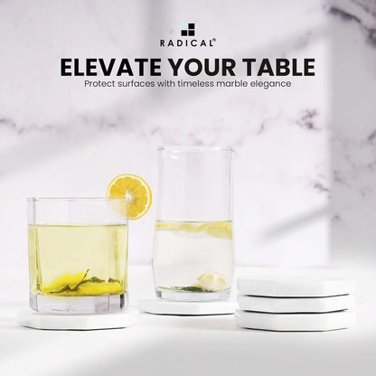 Radicaln Marble Coasters Star 3.5" Inches White Handmade Marble Drink Coasters for Home and