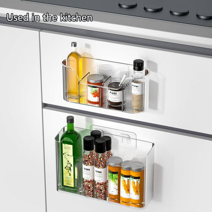 2 Piece Cabinet Door Organizer,Self Adhesive Kitchen Cabinet Organizer,Cabinet Door Storage Box for
