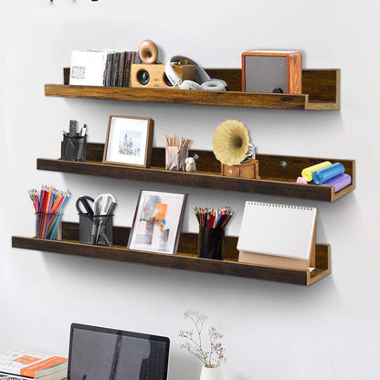 Giftgarden 36 Inch Large Floating Shelves for Wall Set of 3, Rustic Picture Ledge Wall Shelf for
