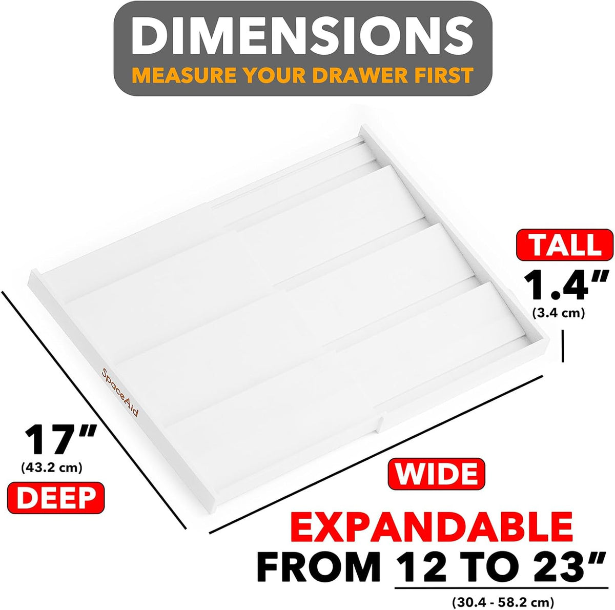 SpaceAid Bamboo White Spice Drawer Organizer, (Need 3" Deep Drawer) Expandable 4 Tier Spices Rack