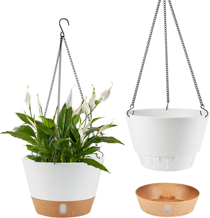 2 Pack 10 Inch Hanging Planters for Indoor Outdoor Plants, Hanging Plant Flower Pot Basket with