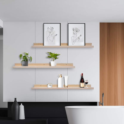 AZSKY 36 Inch Picture Ledge Shelf Solid Wood Large Floating Shelves Wall Mounted Rustic Natural