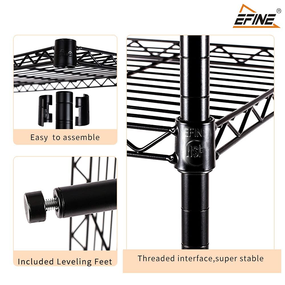 EFINE 5-Shelf Shelving Unit with Shelf Liners Set of 5, Adjustable, Metal Wire Shelves, 150lbs