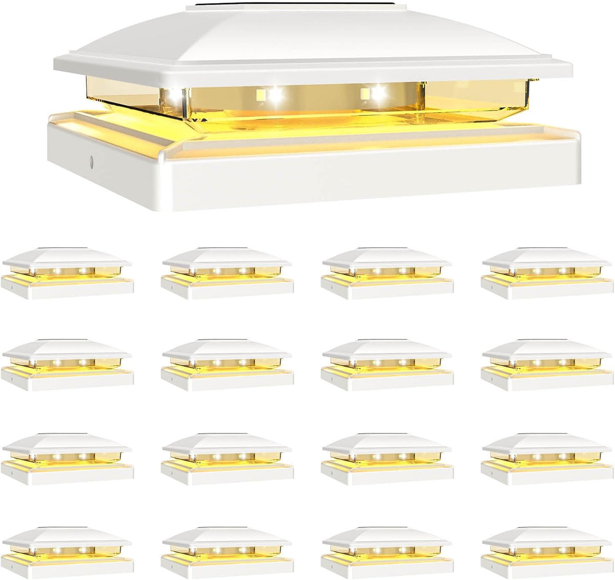 VOLISUN Solar Post Cap Light Outdoor Waterproof 16pack,Solar Fence - Post Lights for 4x4 5x5 6x6