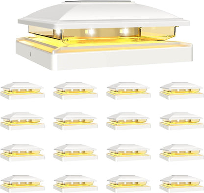 VOLISUN Solar Post Cap Light Outdoor Waterproof 16pack,Solar Fence - Post Lights for 4x4 5x5 6x6